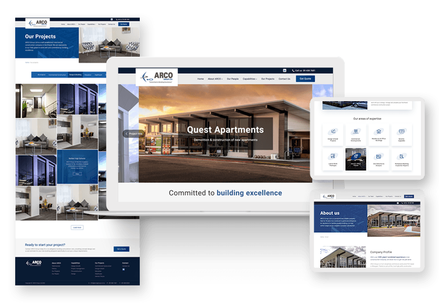 Molebdens created the website for construction company ARCO to present their services